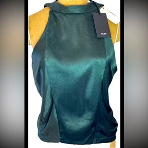 Atlein Designer Blouse Top Emerald Green High Neck Sexy Back NWT 38 R$1190